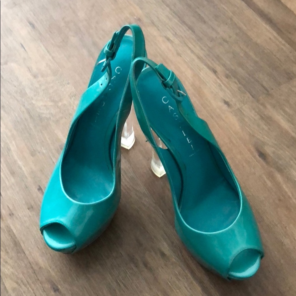 Never Worn! Casadei spring clear chunky heel